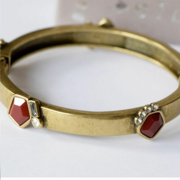Silpada Mirage brass bangle Swarovski, rhinestones & red resin bracelet #KRB0082 - Picture 2 of 5